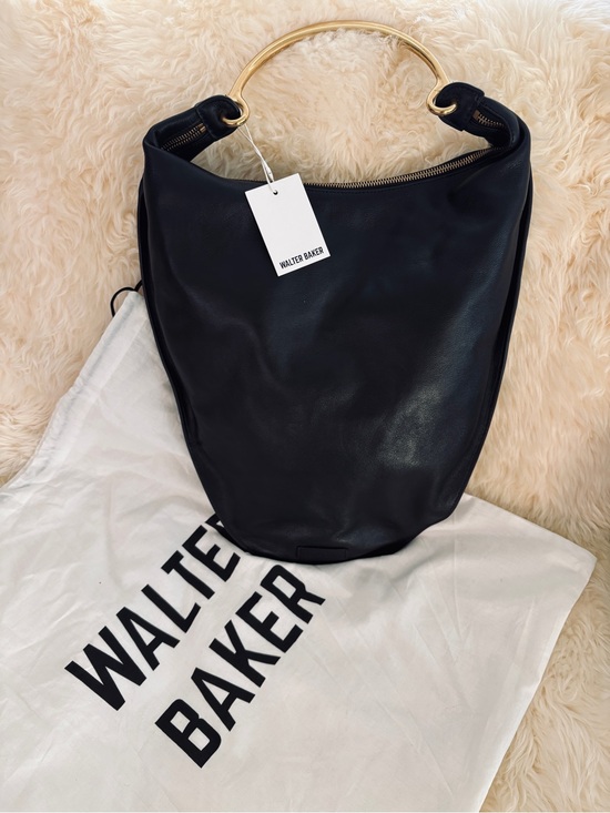 Walter Baker Handbags - NWT Walter Baker Black Leather Hobo Bag with Gold Handle